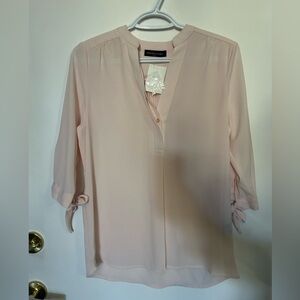 Mandy Evans Blush Pink Blouse with Tie Sleeves size S